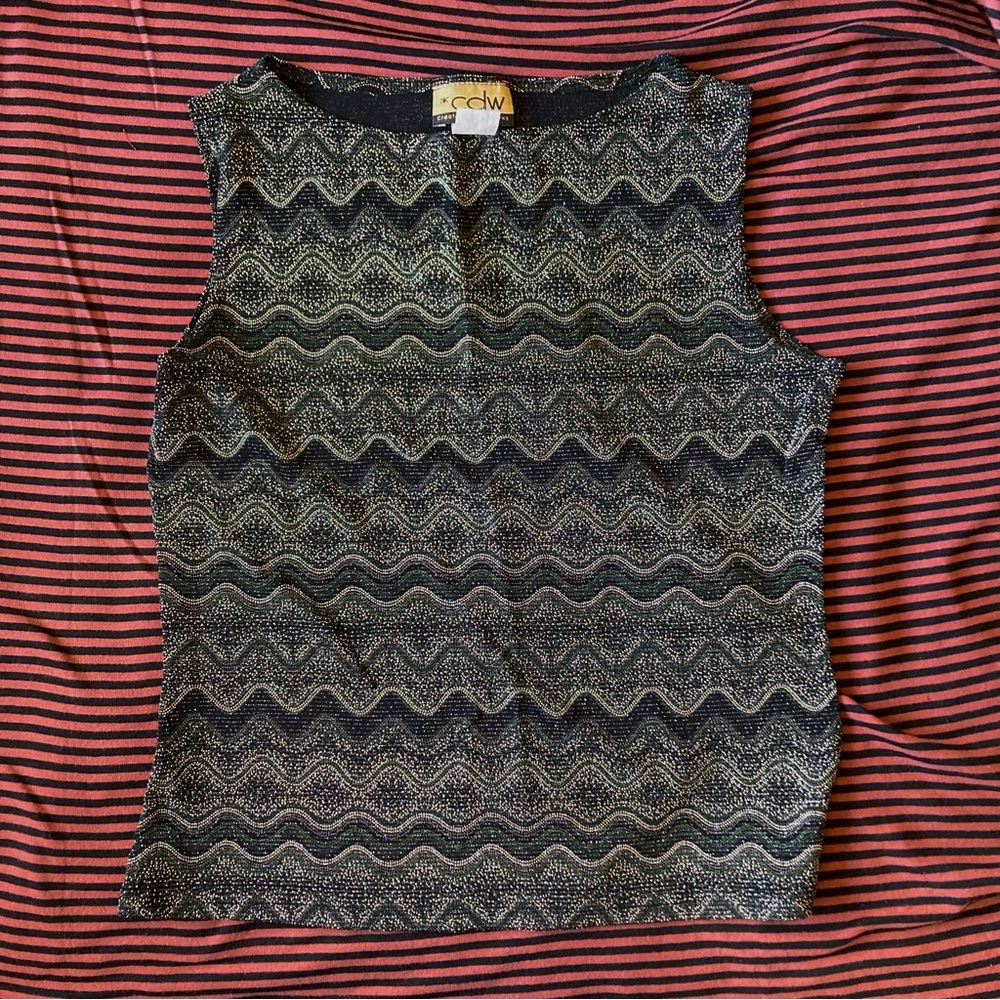 Creative Design Works Vintage 90’s Glitter Sparkle Tank Top